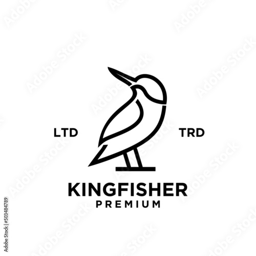 simple kingfisher line logo vector design isolated white background