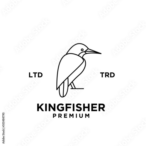 simple kingfisher line logo vector design isolated white background