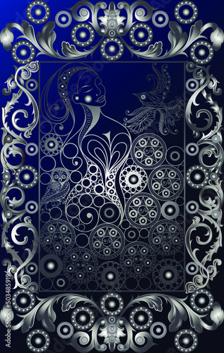 Graphic abstract design with occult tarot card. Suitable for invitation, flyer, sticker, poster, banner, card, label, cover, web. Vector illustration.