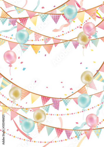 旗　ガーランド　パーティのイラスト