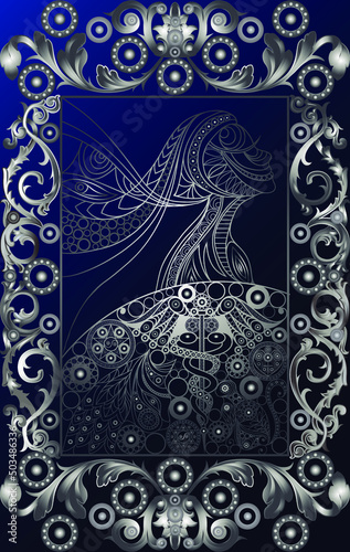 Graphic abstract design with occult tarot card. Suitable for invitation, flyer, sticker, poster, banner, card, label, cover, web. Vector illustration.