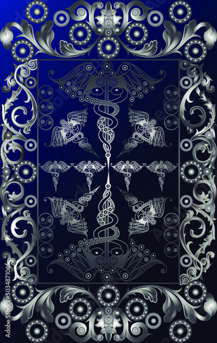 Graphic abstract design with occult tarot card. Suitable for invitation, flyer, sticker, poster, banner, card, label, cover, web. Vector illustration.