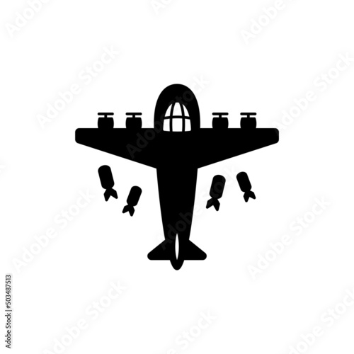 Bomber plane black vector icon on white