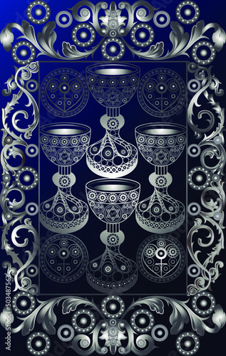 Graphic abstract design with occult tarot card. Suitable for invitation, flyer, sticker, poster, banner, card, label, cover, web. Vector illustration.