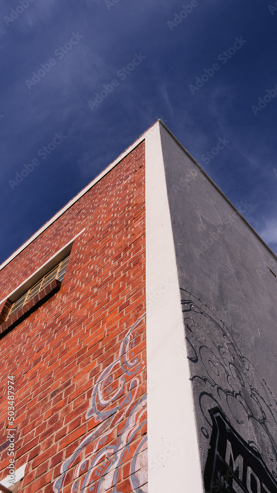 blue skies building corners vertical