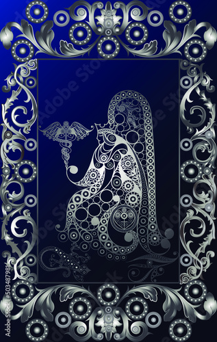 Graphic abstract design with occult tarot card. Suitable for invitation, flyer, sticker, poster, banner, card, label, cover, web. Vector illustration.