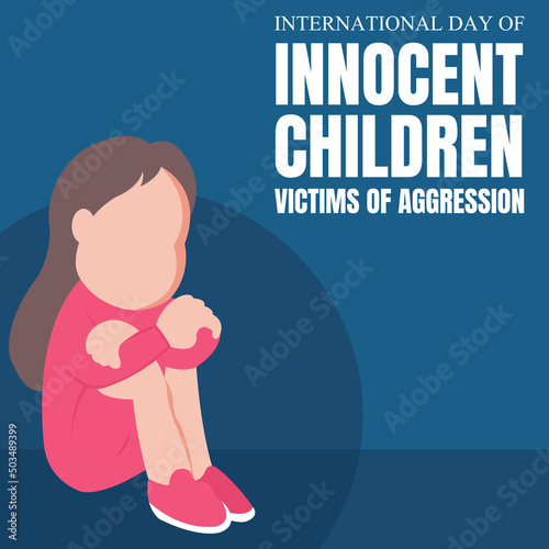 illustration vector graphic of girl is sitting and depressed, perfect for international day of innocent children victims of aggression, celebrate, greeting card, etc. 