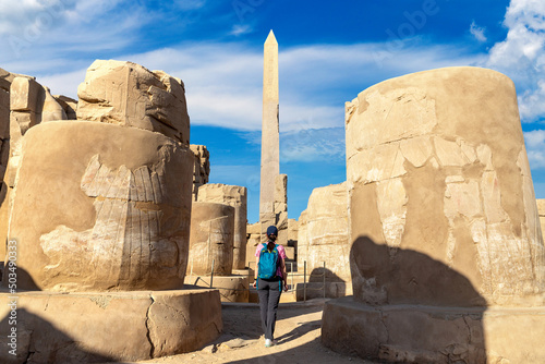 Woman at Karnak temple in Luxor, Egypt