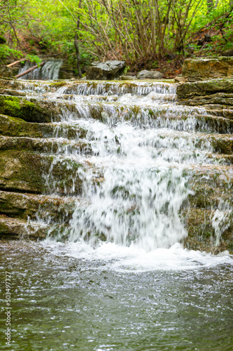 Mountain watercourse. Abundance of water, saving and use of water resources. Contrast of drought. 

