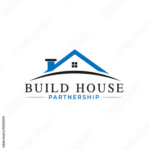 Black blue Real Estate Logo. Construction Architecture Building Logo Design Template Element