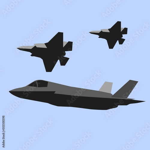 F35 jetfighter flying manuver vector design