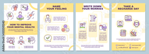 Photo How to improve your mental health yellow brochure template