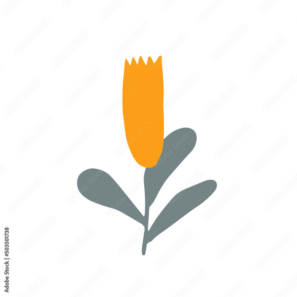 Minimalist abstract scandinavian floral shape, hand drawn flower on white background Minimalist abstract scandinavian floral shape, hand drawn flower on white background