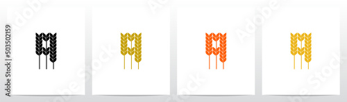 Wheat Stems Forming Letter Logo Design Q