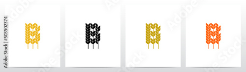 Wheat Stems Forming Letter Logo Design B