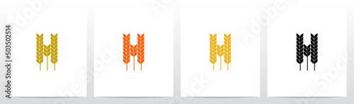 Wheat Stems Forming Letter Logo Design H