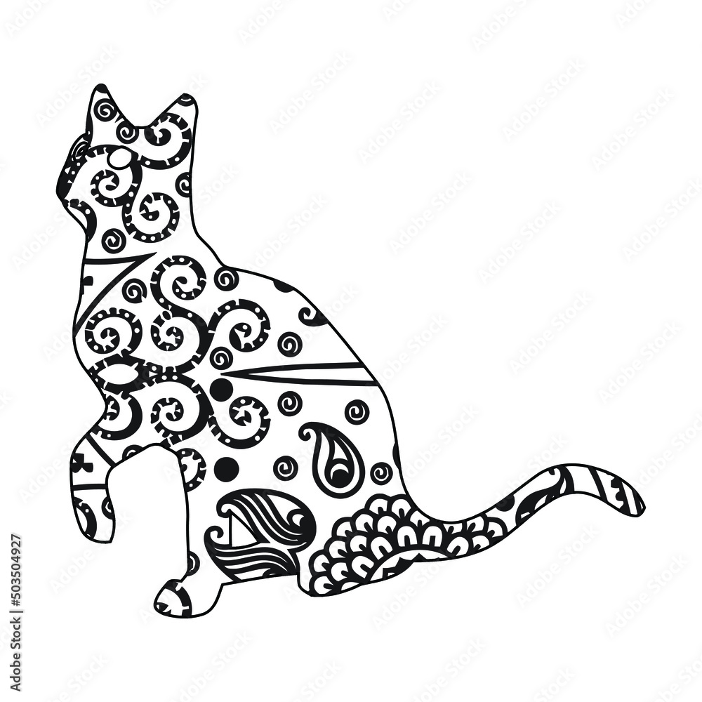  Mandala Cat Coloring Page For Kids Stock Vector 