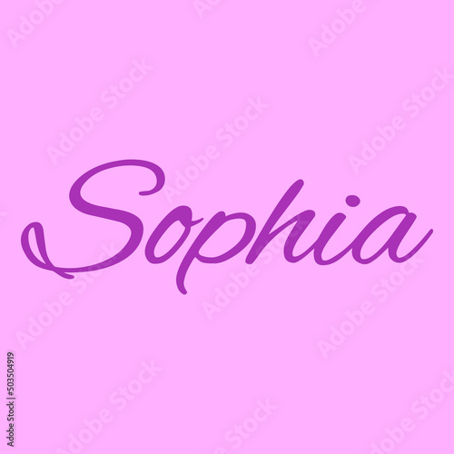 The female name is Sophia. Background with the inscription - Sophia. A postcard for Sophia. Congratulations for Sophia.