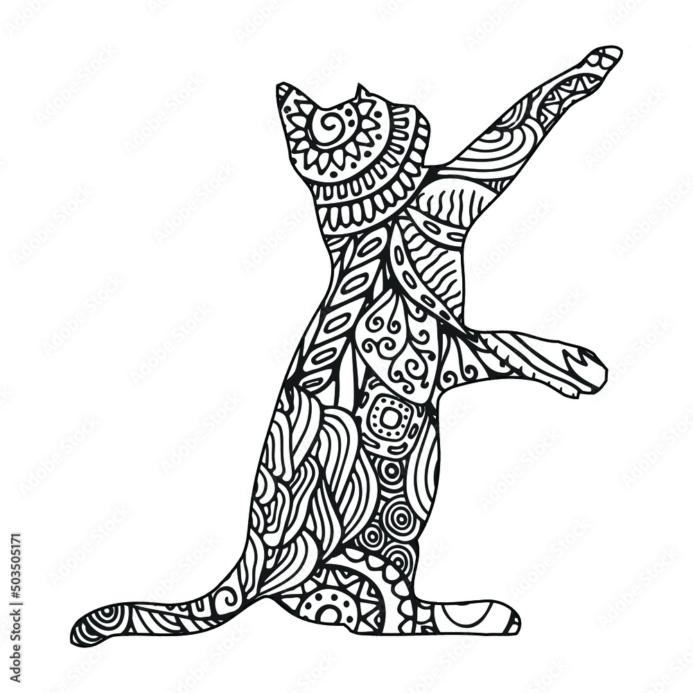Fototapeta premium Mandala Cat Coloring Page For Kids