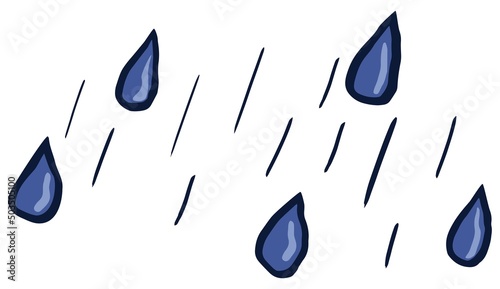 Rough colored vector doodle of the raindrops. Hand-drawn precipitation illustration isolated on transparent background