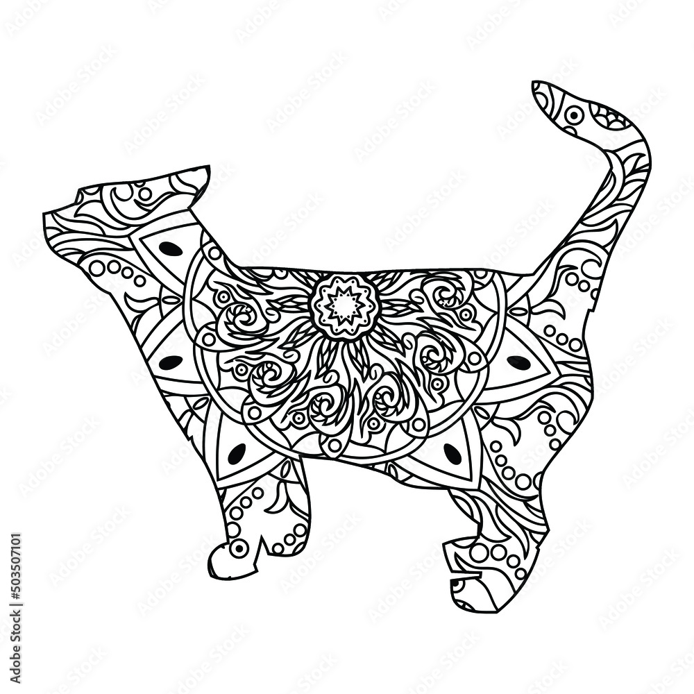  Mandala Cat Coloring Page For Kids Stock Vector 
