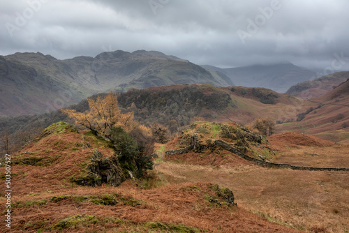 Картината върху платно Stunning colorful Autumn landscape image of view from Castle Crag towards High S