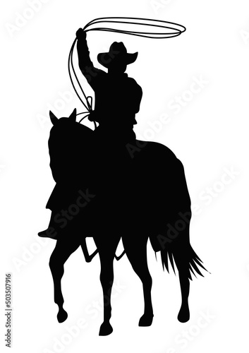cowboy lassoing silhouette