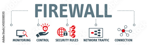 firewall computing security concept - vector illustration with icons