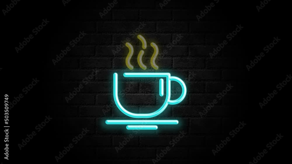 coffee neon sign on a brick wall footage video