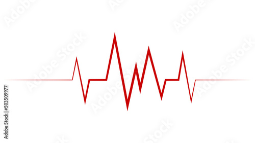 Heart beat line clipart isolated on white background. Red cardiogram.