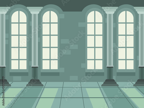 castle corridor with columns