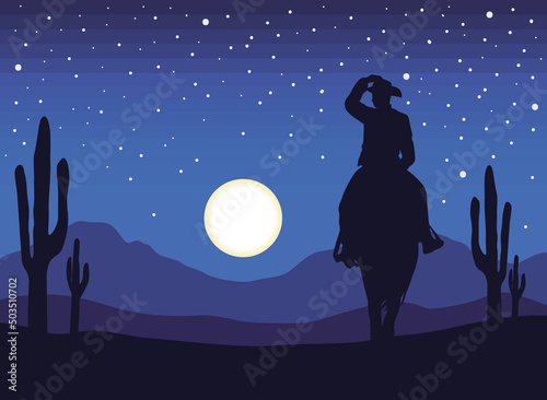 cowboy with moon silhouette