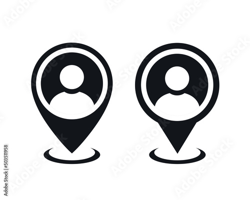 Map pin with user person icon. Vector illustration