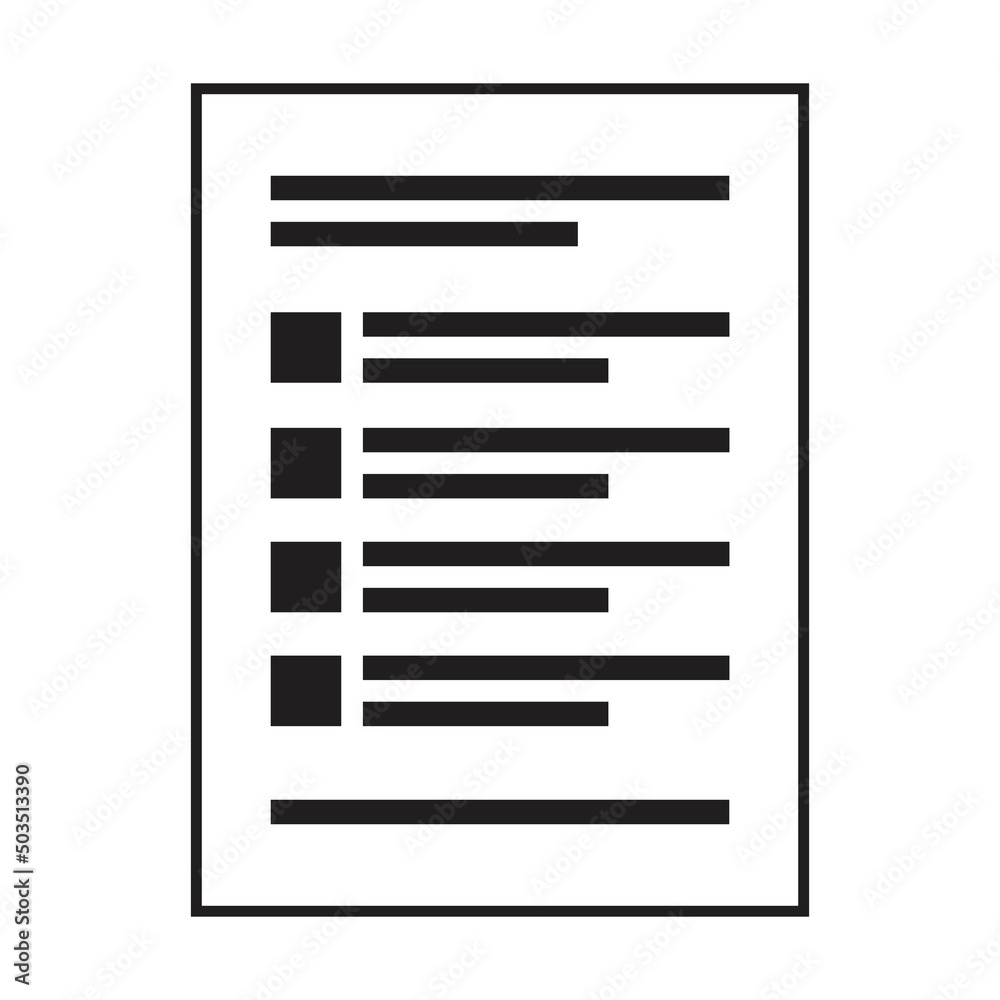 List icon vector for business file data and documentation report in a glyph illustration List icon vector for business file data and documentation report in a glyph illustration