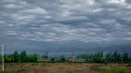 clouds over the field