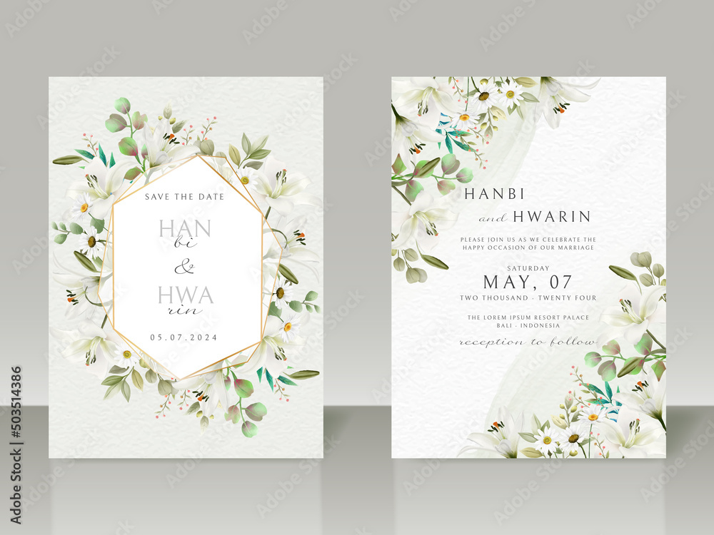 Greenery floral wedding invitation card