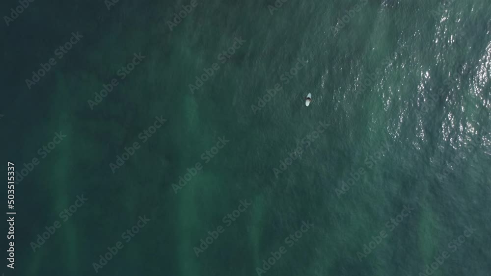 Aerial view of the ocean and surfer girl. Surfing in Midigama. Sri Lanka Aerial view of the ocean and surfer girl. Surfing in Midigama. Sri Lanka