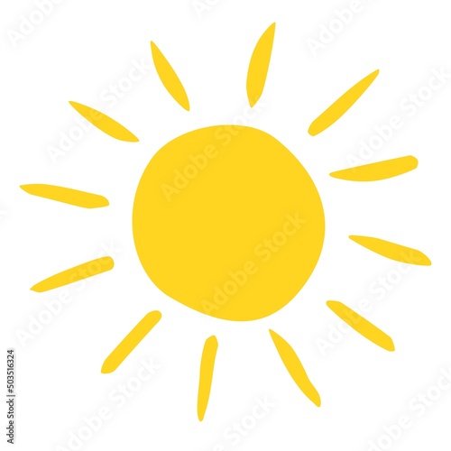 Hand drawn Sun painted with ink brush