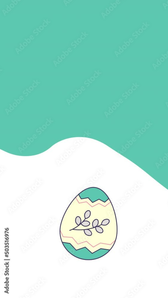4k vertical video of cartoon blue Easter egg design in flat style on white background. 4k vertical video of cartoon blue Easter egg design in flat style on white background.