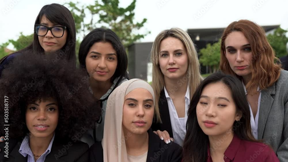Group of multiracial business women looking on camera Group of multiracial business women looking on camera