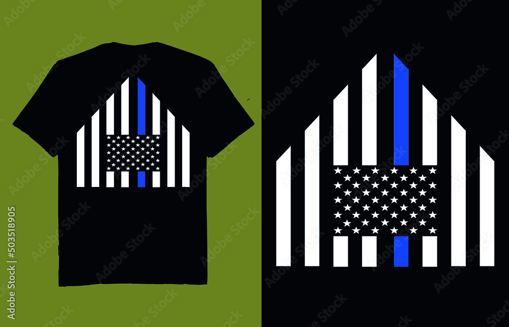 american Blue line flag - t shirt design vector american Blue line flag - t shirt design vector