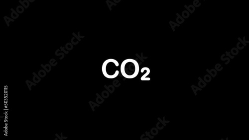 CO2 emissions landscape with chimneys black clouds and smoke. Cartoon stickmen with gas mask animation. Pesimistic vision. Loop background. Earth day or ecology theme. photo