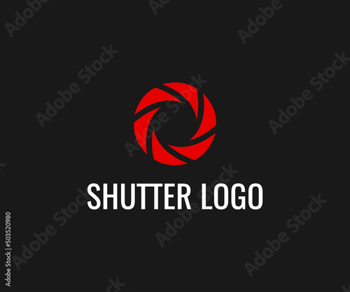 Red Color Camera Shutter Logo. Camera Shutter Logo Design Vector Template.
