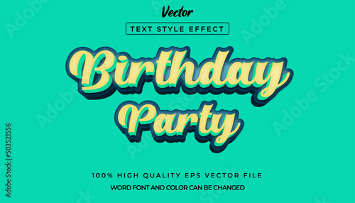 editable Birthday Party vector text effect with modern style design