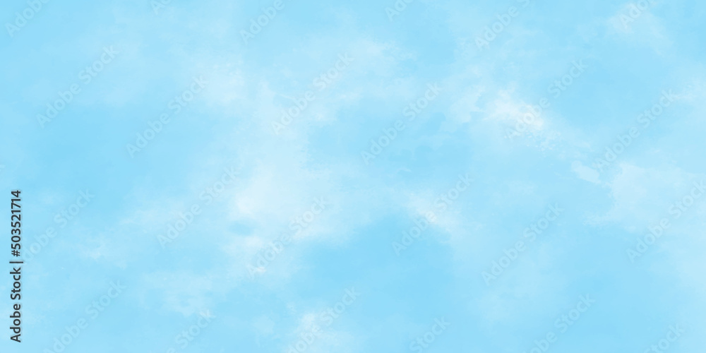 Abstract natural cloudy blue summer sky background, Beautiful bright painted blue watercolor background with clouds, Beautiful natural clear sunshine calm bright summer cloudy sky background.