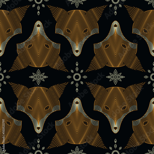 Psychedelic Autumn Fox Seamless Pattern