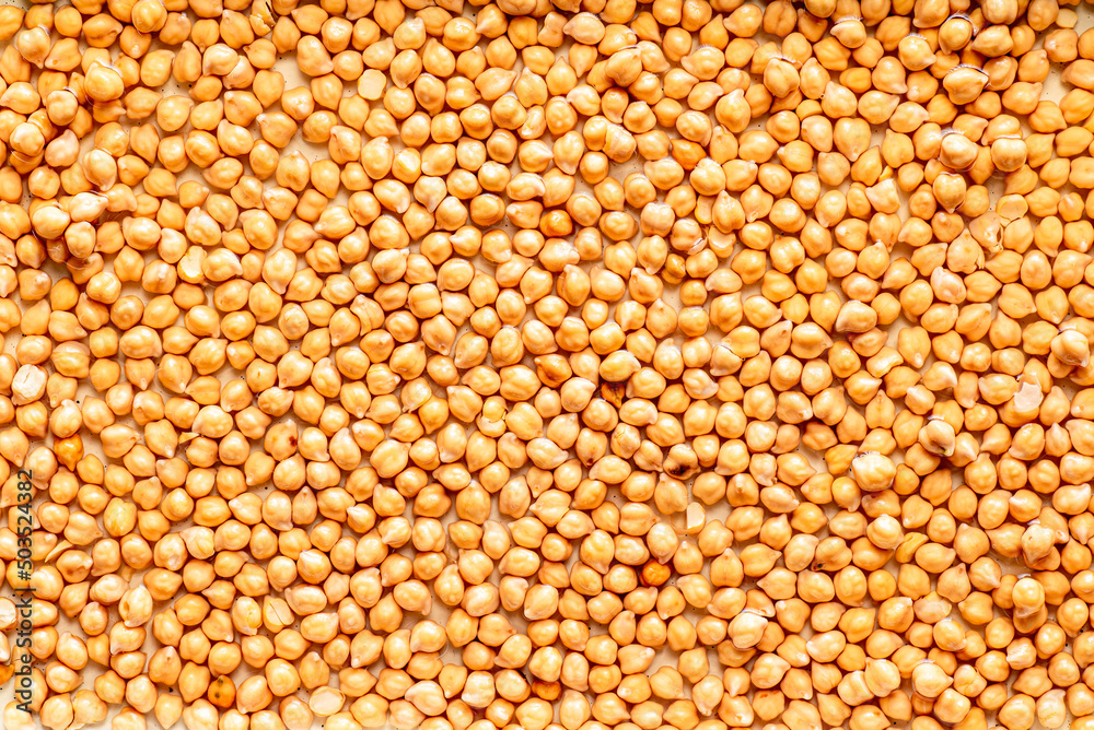 Chickpeas seeds pattern. Overhead view. 