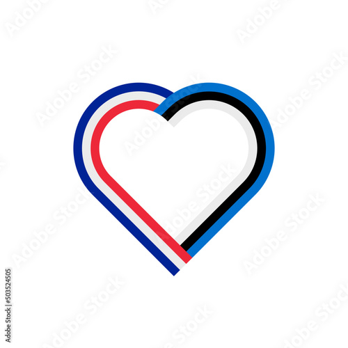  unity concept. heart ribbon icon of france and estonia flags. vector illustration isolated on white background