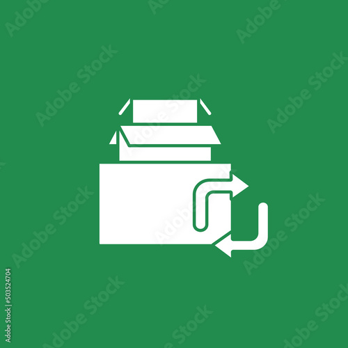 Paper recycling glyph icon. Recycle packing boxes. Ecology protection. Recycled materials concept. Filled flat sign. Isolated silhouette vector illustration