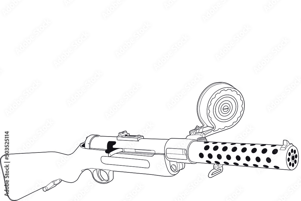 Vector Image Of The German MP 18 Submachine Gun Of The First World War vector-image-of-the-german-mp-18-submachine-gun-of-the-first-world-war